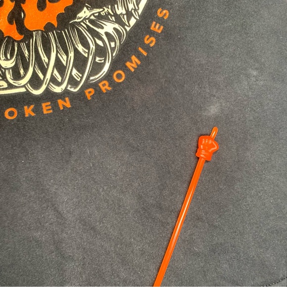 Santa Cruz Black T shirt Skull and Flames Broken Promises Skater Shirt - Picture 6 of 14